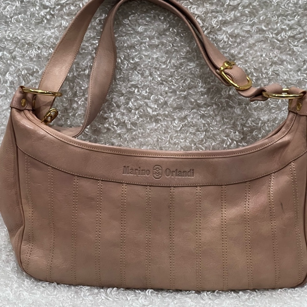 Marino Orlandi Beige Leather Large Shoulder Handbag